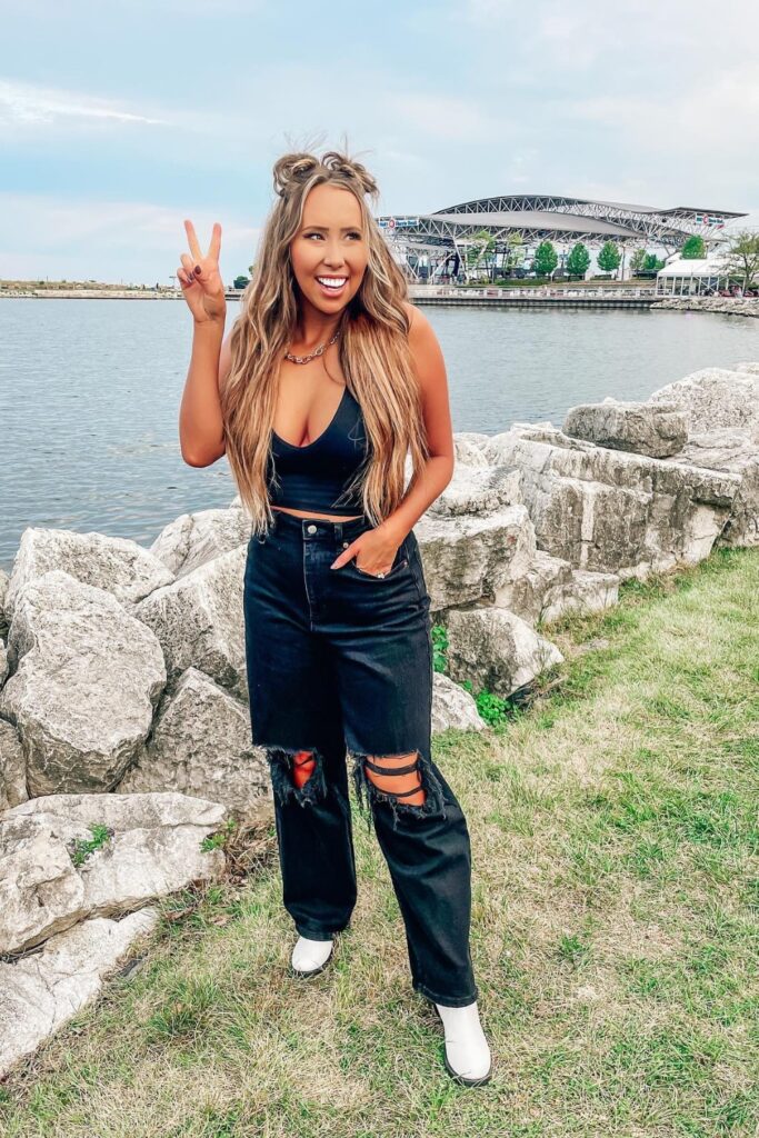 Distressed Denim & Crop Top