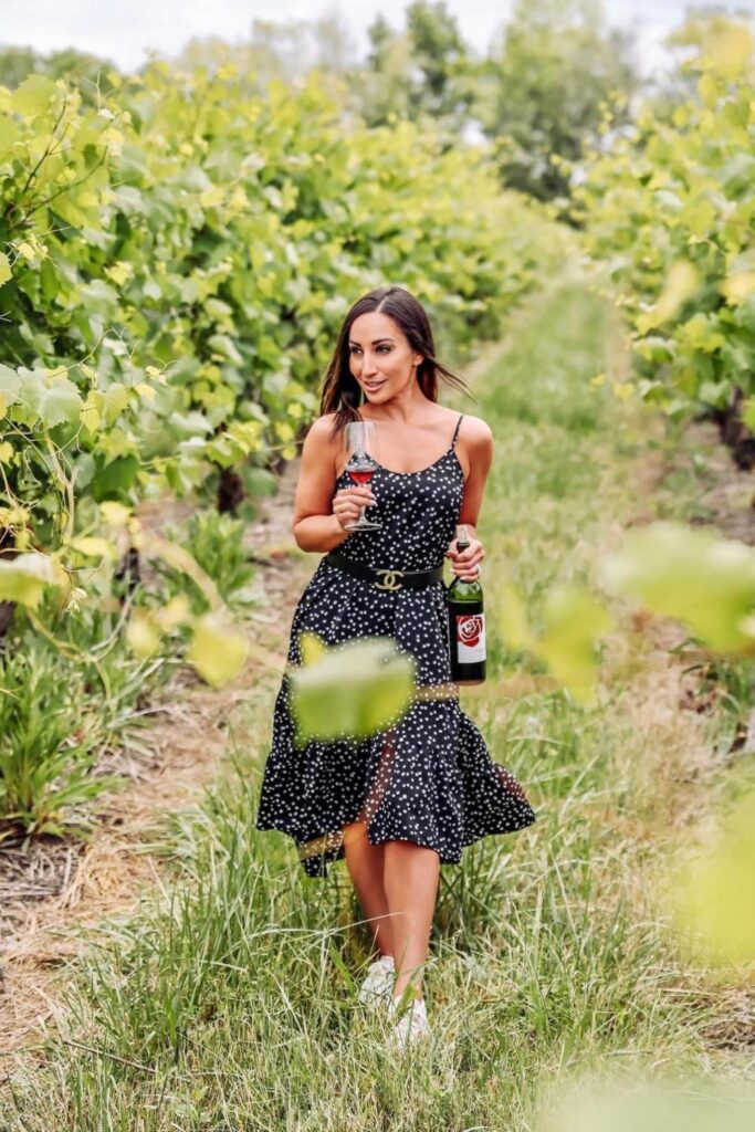 Black polka dot dress