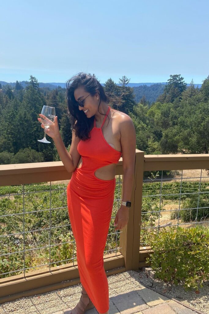 Orange cut-out dress