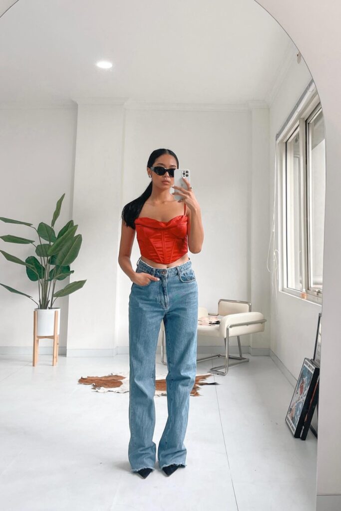 Bold Corset Top and Baggy Jeans