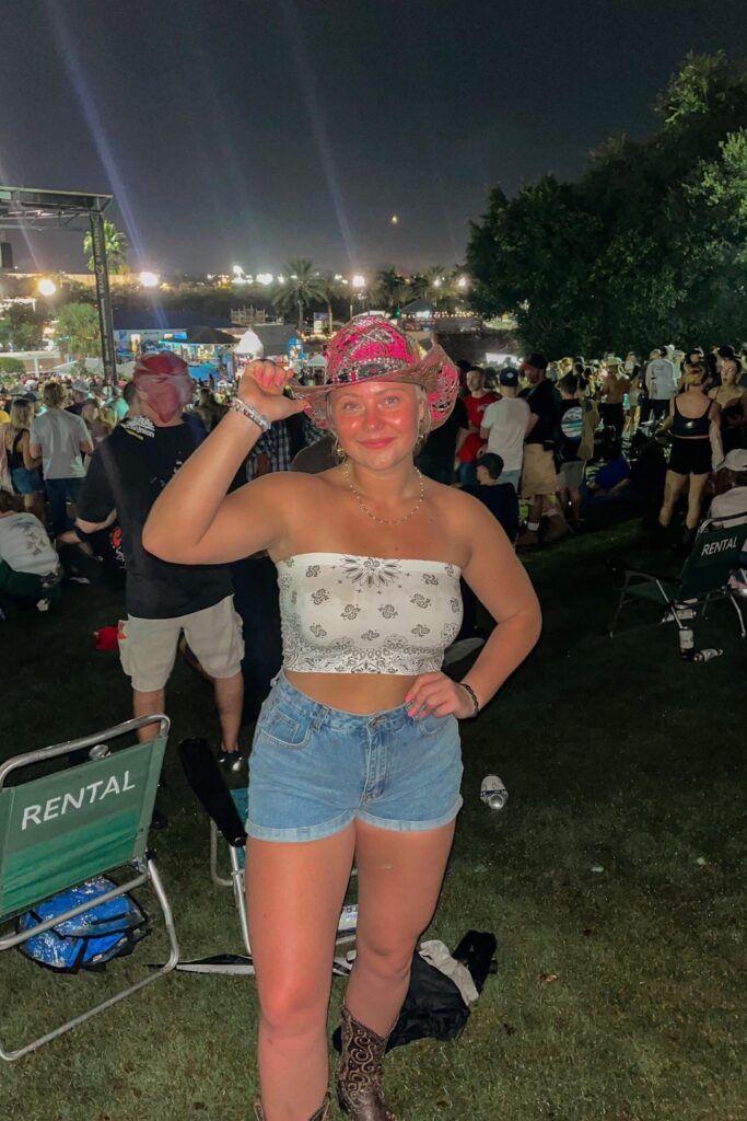 Embroidered Crop Top & Denim Shorts with Patterned Boots