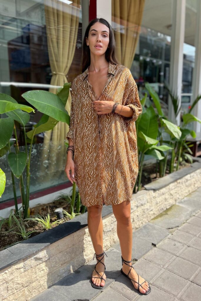 Animal Print Dress + Black Flats