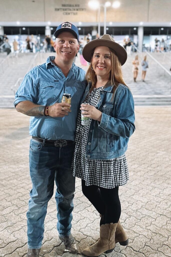 Denim Jacket + Gingham Dress + Boots