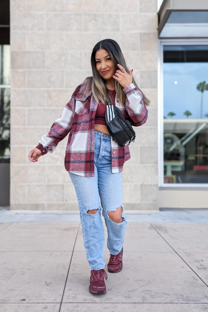 Plaid Flannel Shirt, Distressed Jeans, and Combat Boots