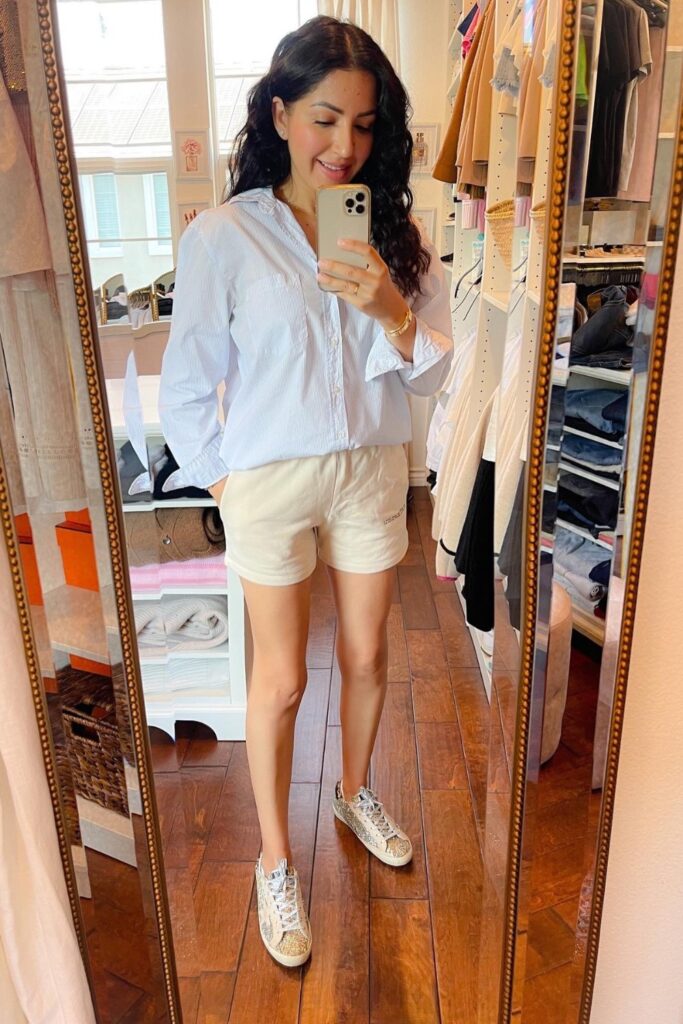 Loose Shirt, Shorts, and Sneakers