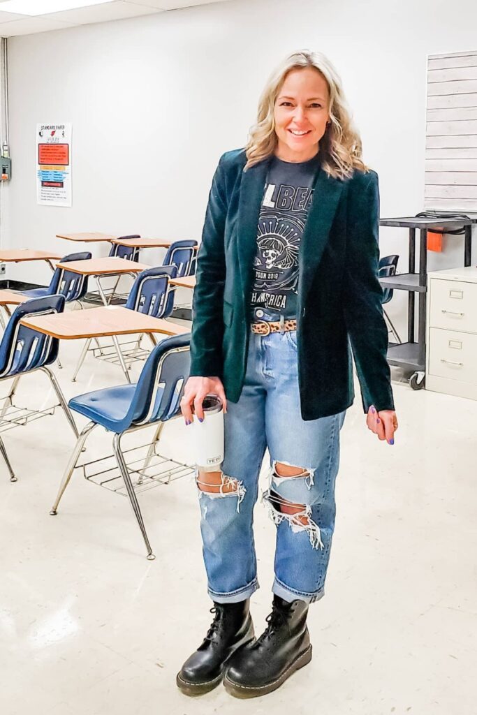 Edgy Velvet Blazer Look