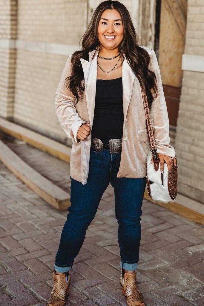 Boho Velvet Blazer Outfit