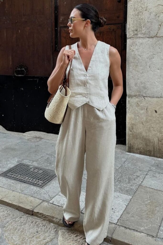 How to Style a Vest: Linen Vest Top and Linen Pants