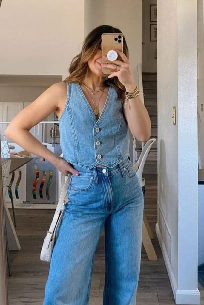 How to Style a Vest: Denim on Denim: Denim Vest with Jeans