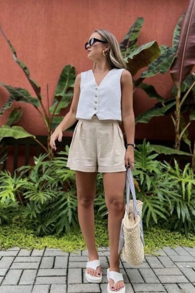 How to Style a Vest: With Tailored Shorts and Sandals