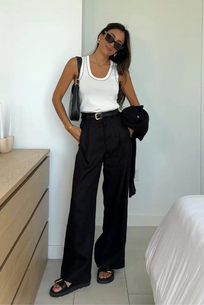 Linen Pant Outfit Ideas: White Top + Tailored Linen Pants