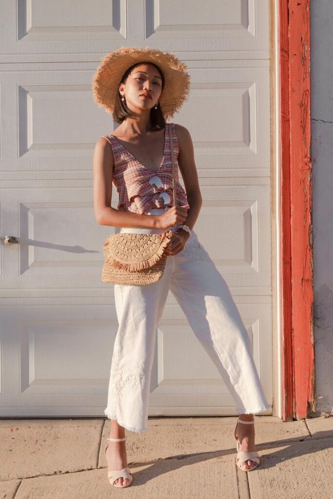 Linen Pant Outfit Ideas: White Linen Pants + Knit Tank