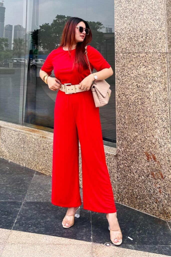 Summer Date Outfit Ideas Red Wide Leg Jumpsuit