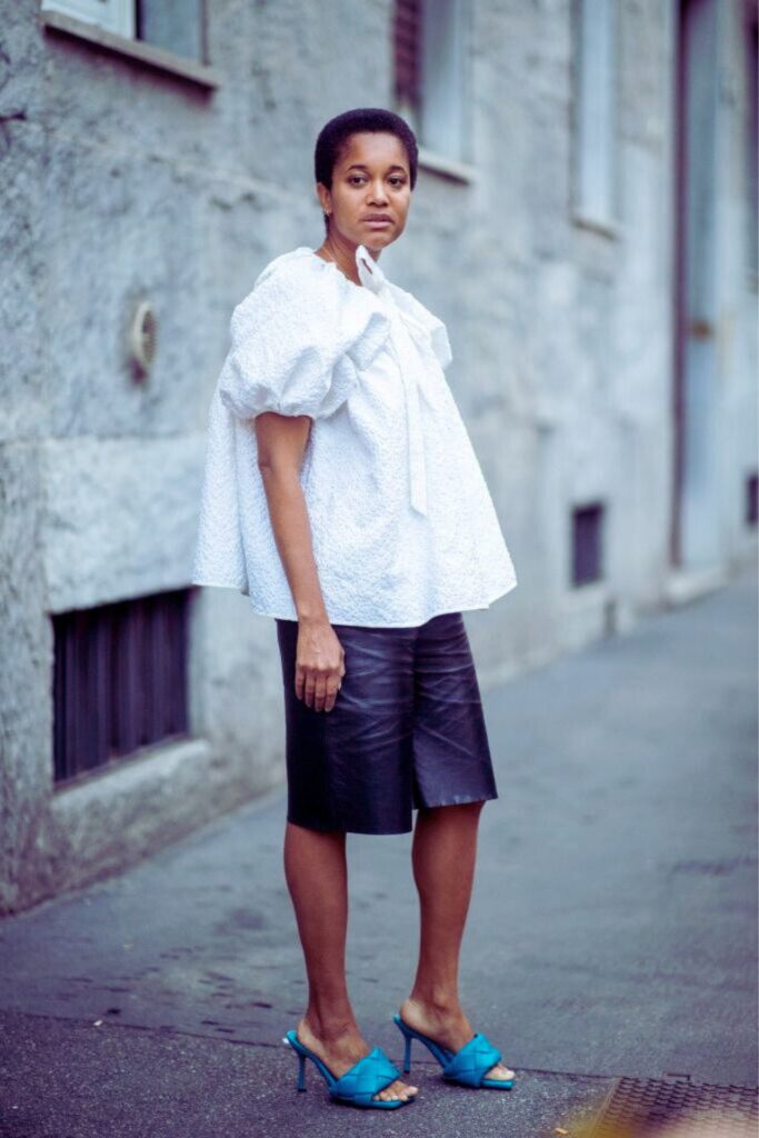 Summer Work Outfits: Long Shorts with Frilly Top