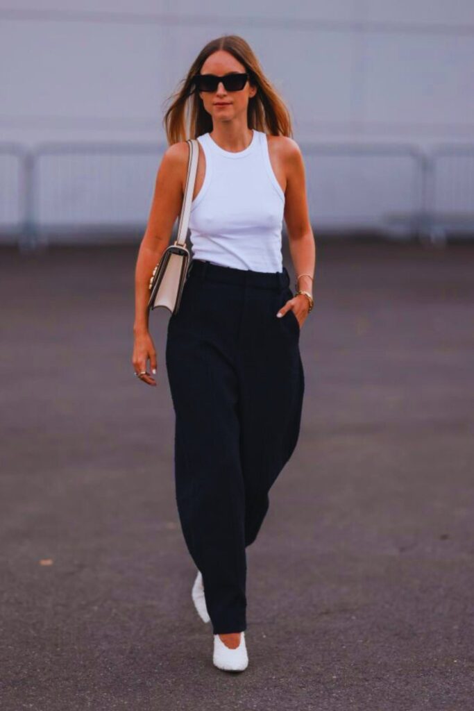 Summer Work Outfits: Elevated Tank Top with Tailored Trouser