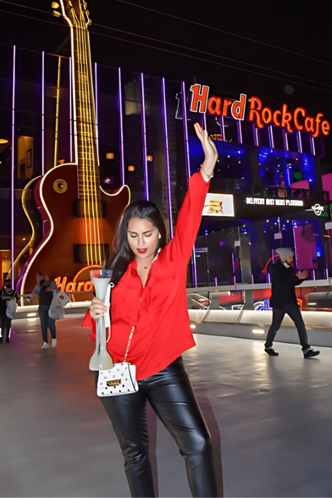 What to Wear in Las Vegas:  Satin Shirt + Leather Leggings