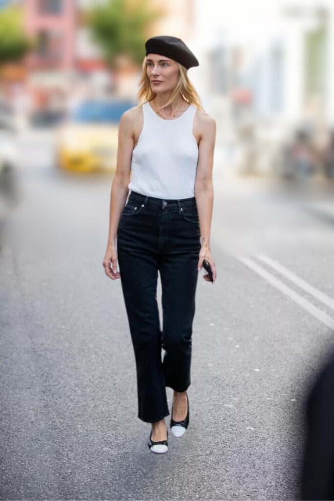 What to Wear with Black Jeans: Black and white