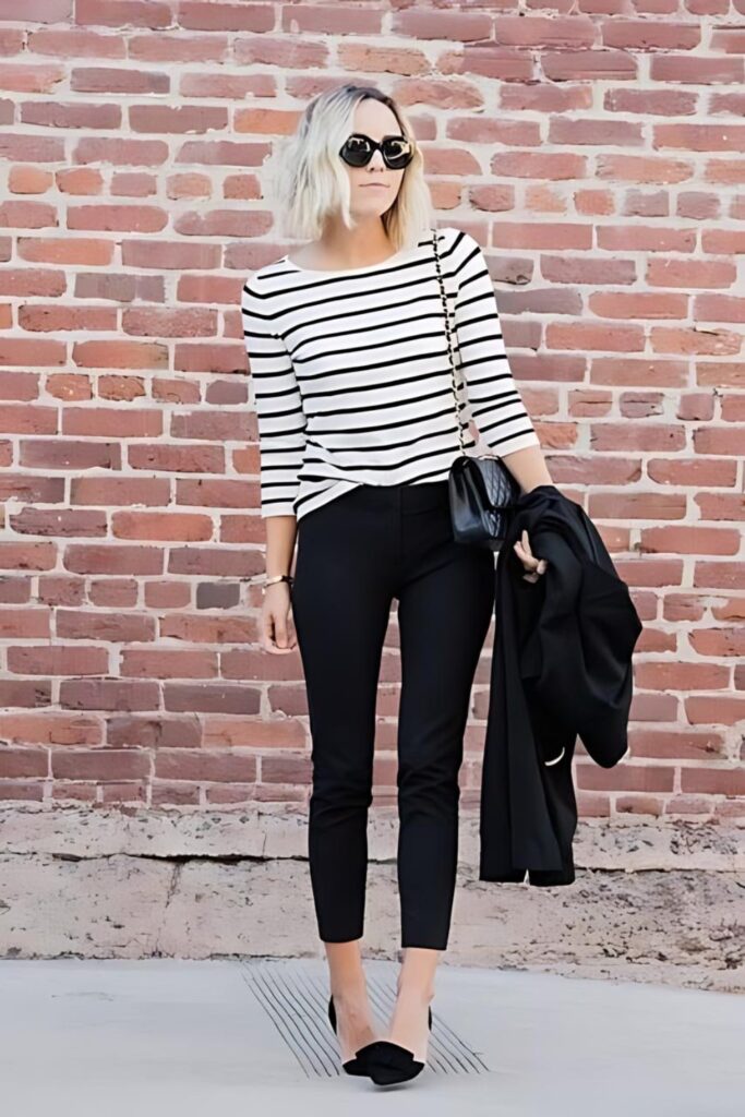 What to Wear with Black Jeans: striped tee