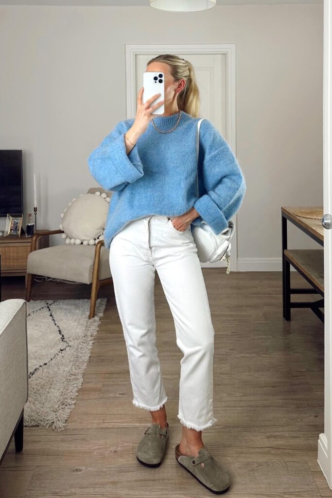 Cozy Casual: Oversized Sweater and Straight-Leg Jeans