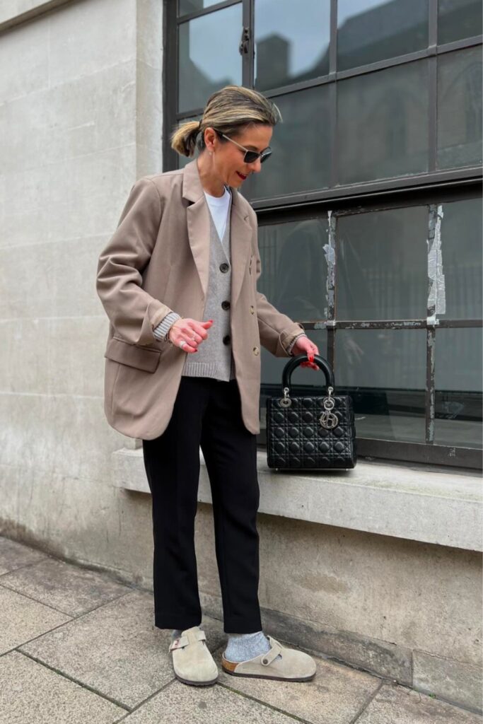 Boss Babe: Beige Blazer and Black Trousers