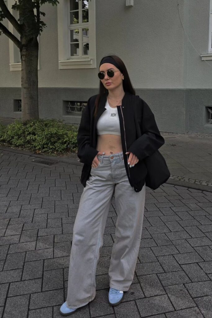 Oversized Jacket & Baggy Jeans with White Sneakers