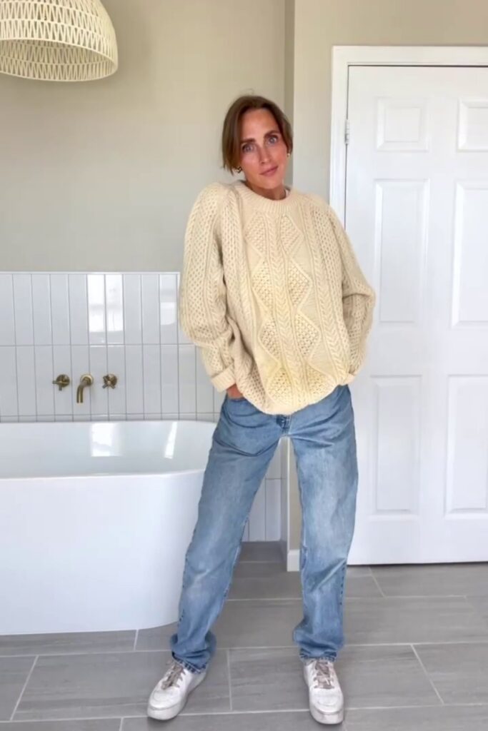 Oversized Sweater with Baggy Light Blue Jeans