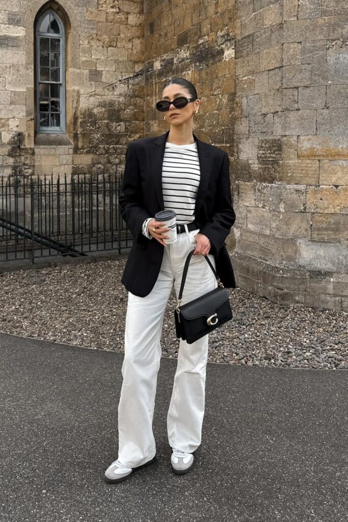 Nautical-Inspired Wide-Leg Trousers Look