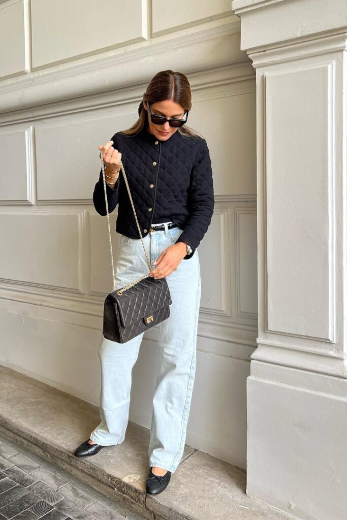 Quilted Jacket and High-Waisted Jeans