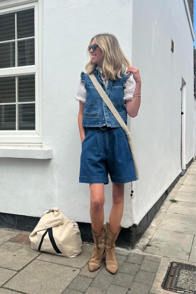 Denim Vest and Matching Shorts