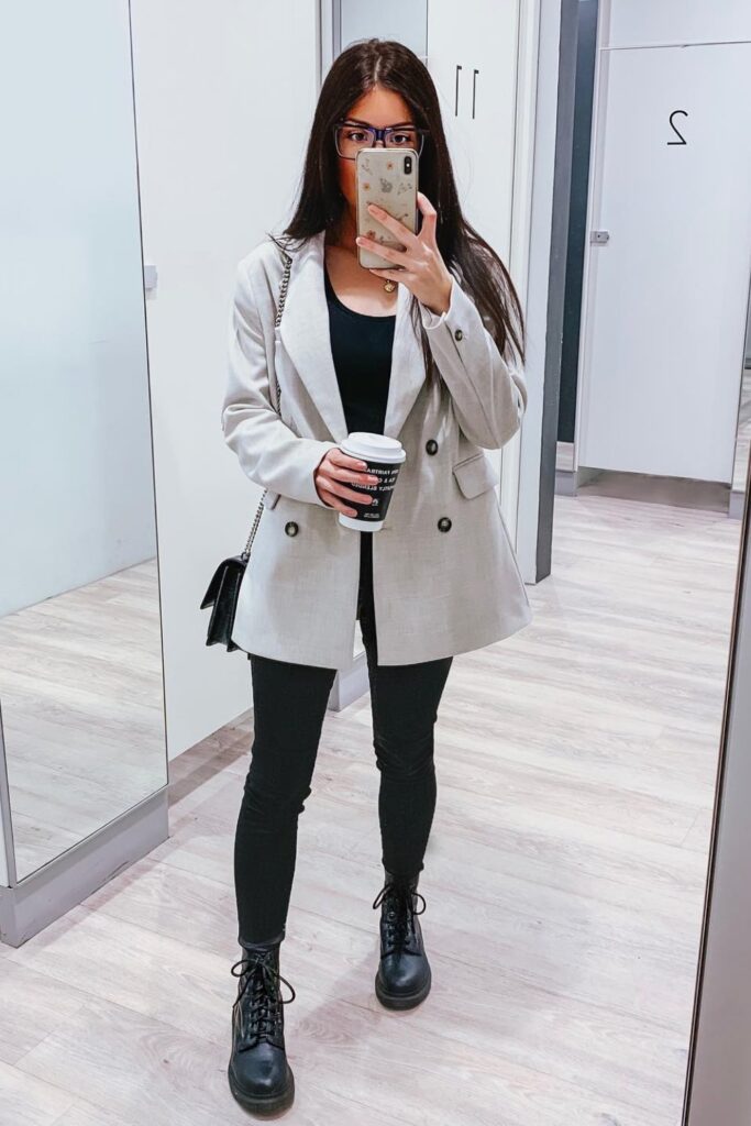 Oversized Blazer and Black Leggings