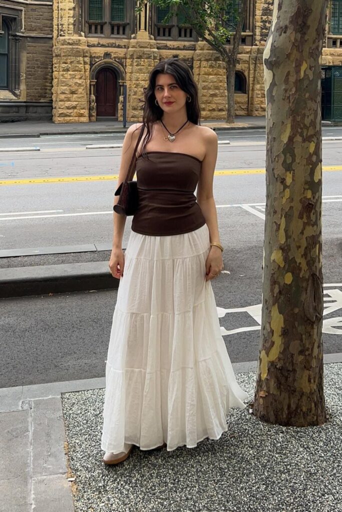 Tube Top + White Flowy Skirt