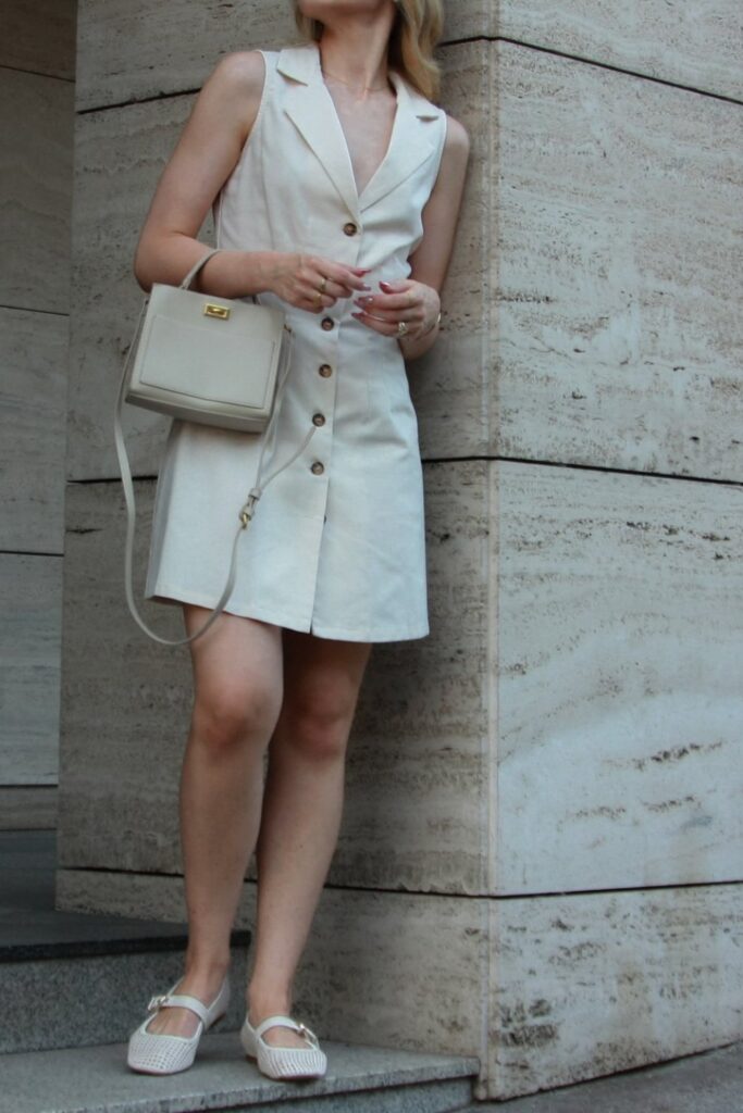 Sleeveless White Blazer Dress