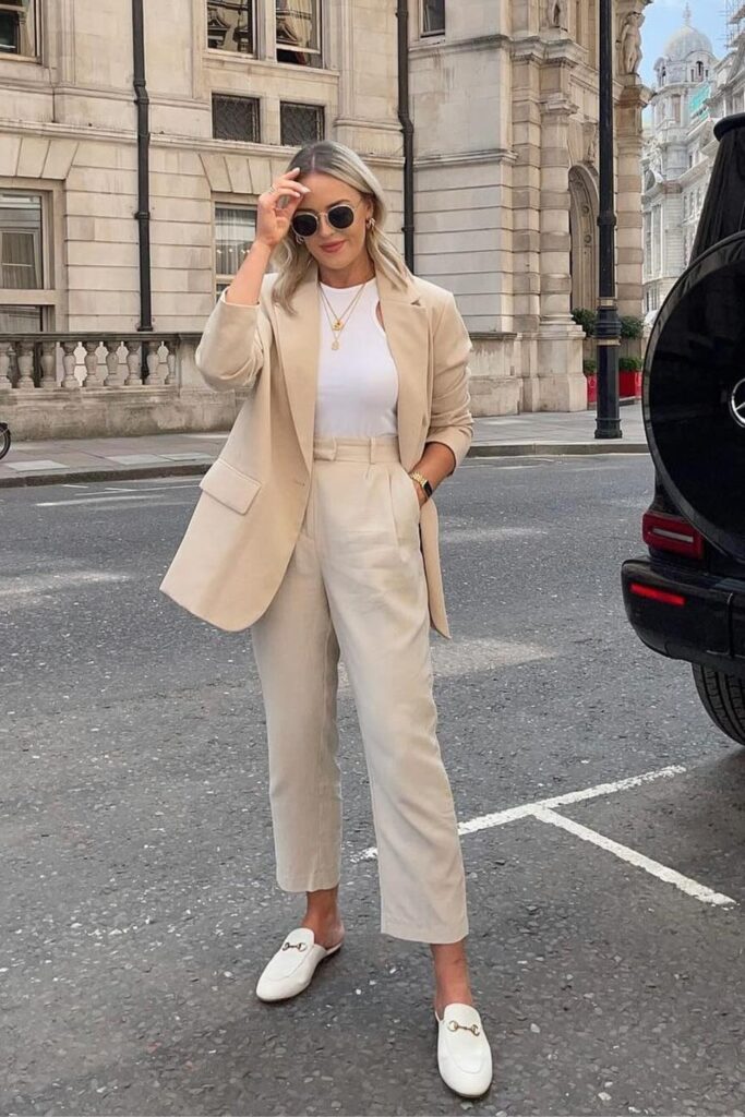 Relaxed-Fit Blazer + Tailored Trousers + Mules