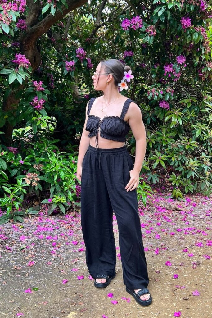  Black Tank Top and Wide Leg Pants