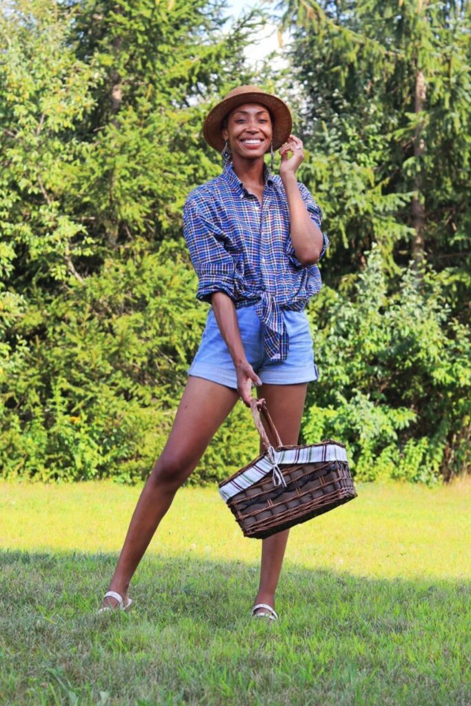 Plaid Shirt and Denim Shorts