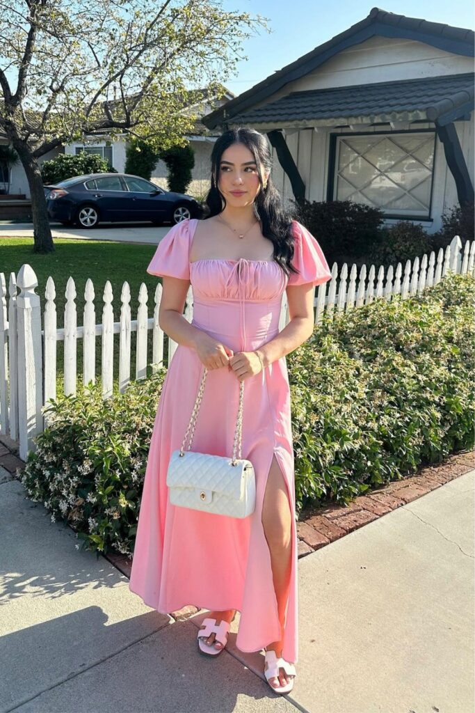 Pink Puff Sleeve Dress