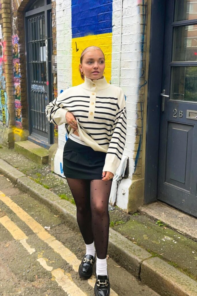 Striped Turtleneck and Chunky Loafers