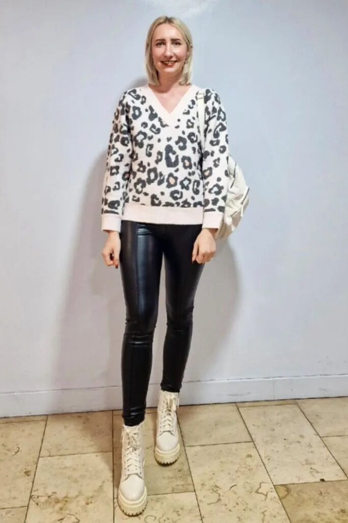 Leopard Print Sweater and Combat Boots