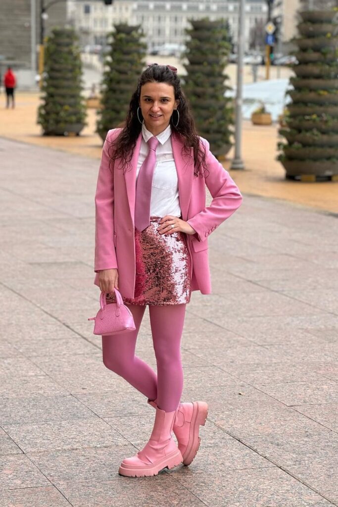 Pink Sequin Mini Skirt and Blazer