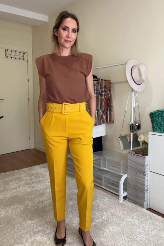 Brown Top + Yellow Pants 