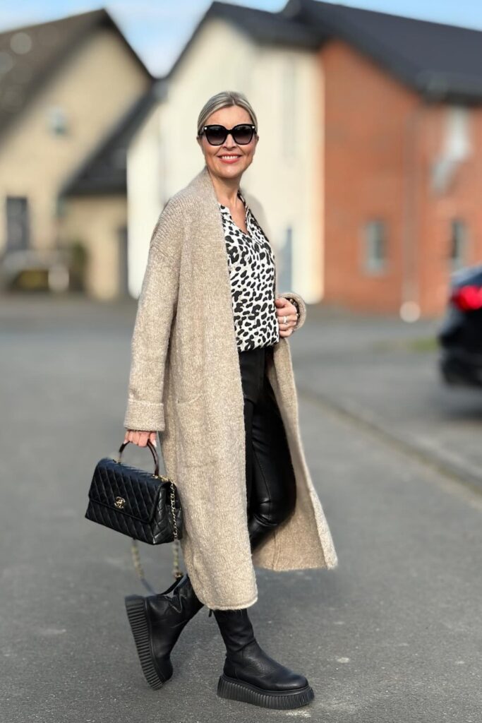 Leopard Top, Platform Boots and Oversized Sunglasses