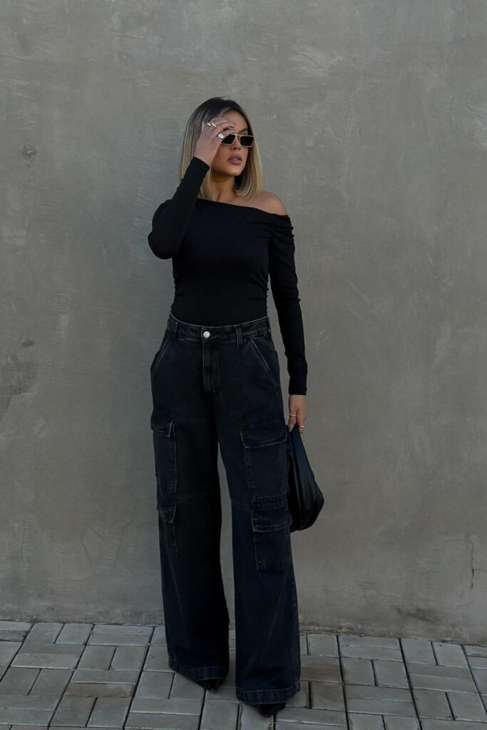 Off-Shoulder Top and Cargo Pants