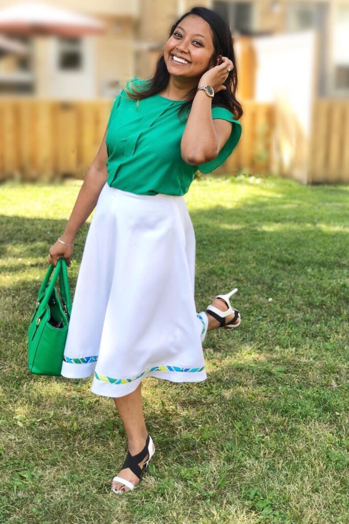 Colorful Midi Skirt and Bright Top