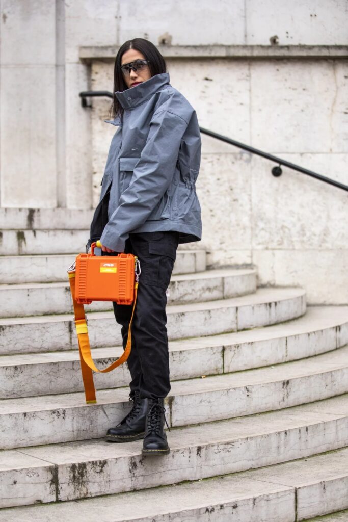 black cargo pant With an Oversized Jacket