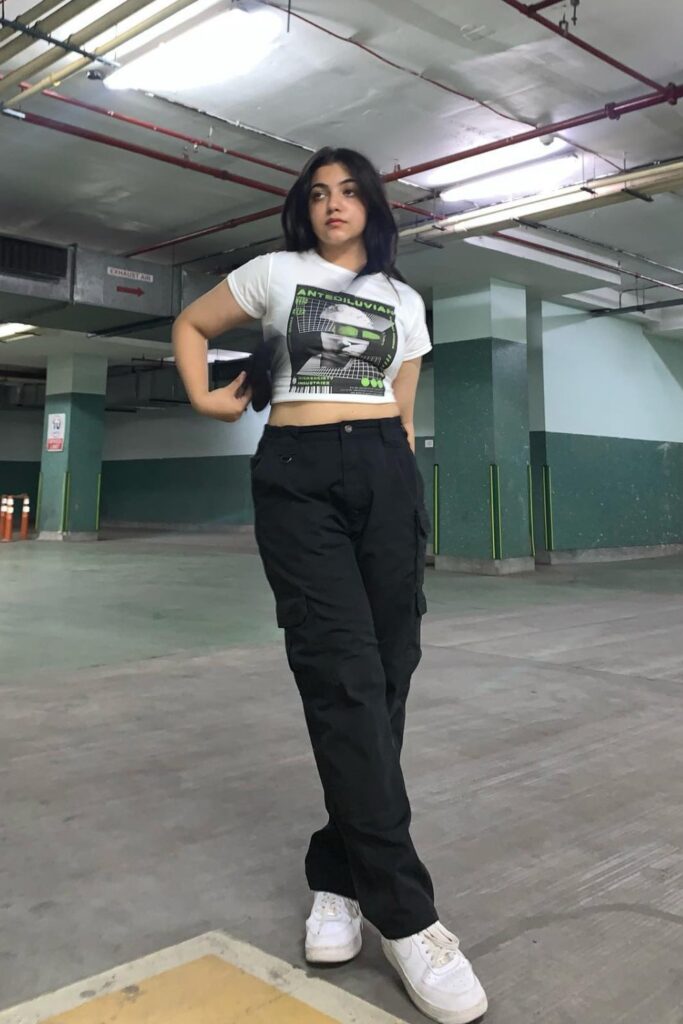 black cargo pant With a Graphic Tee