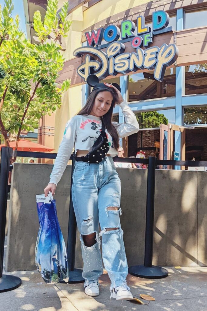 Distressed Jeans and Mickey Mouse Ears Headband