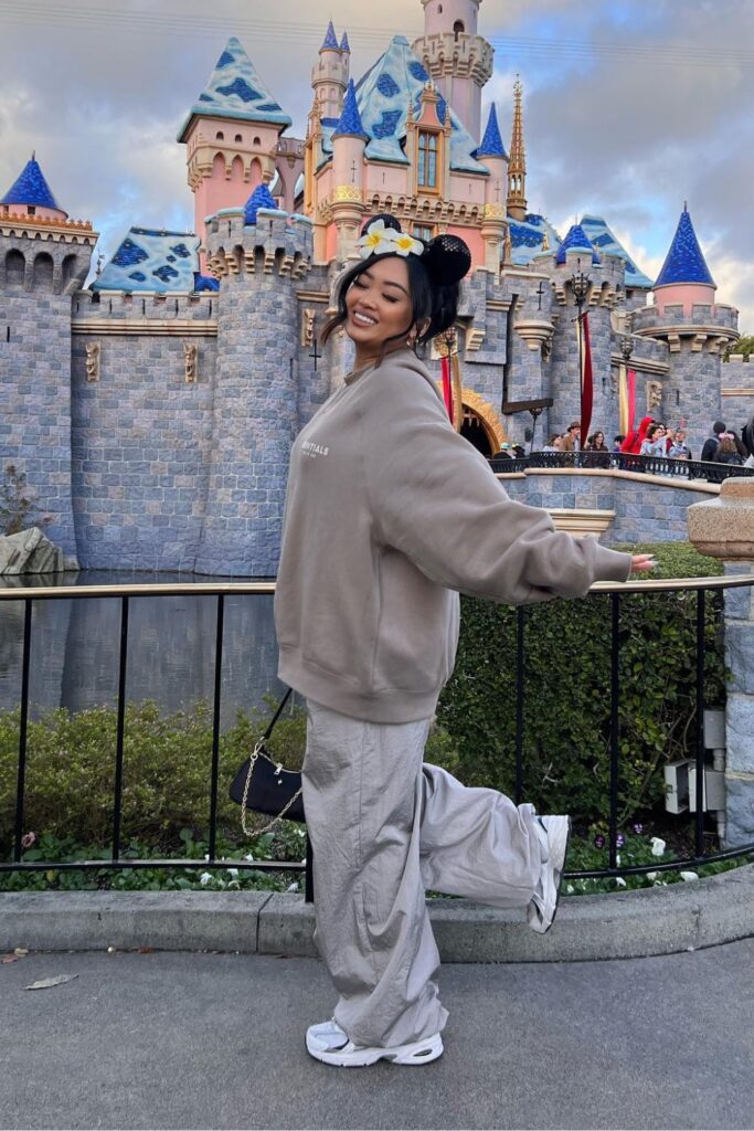 Beige Sweatsuit with Minnie Ears