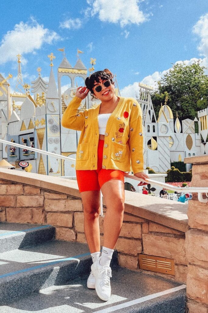 Bright Cardigan and Shorts Disney Outfit