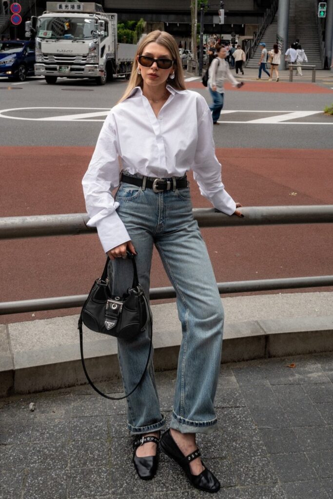 White Oversized Shirt and Classic Denim