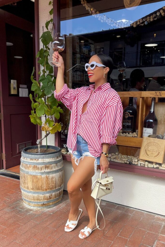 Summer Stripes Oversized shirt and Denim Shorts